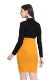 Tfunny Fashion Women's High Neck Full Sleeve Bodycon Dress