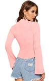 Tfunny Fashion Women's Bell Long Sleeve Peach Top