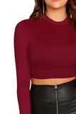 Tfunny Fashion Women’s Solid Long Sleeve Crop Tops